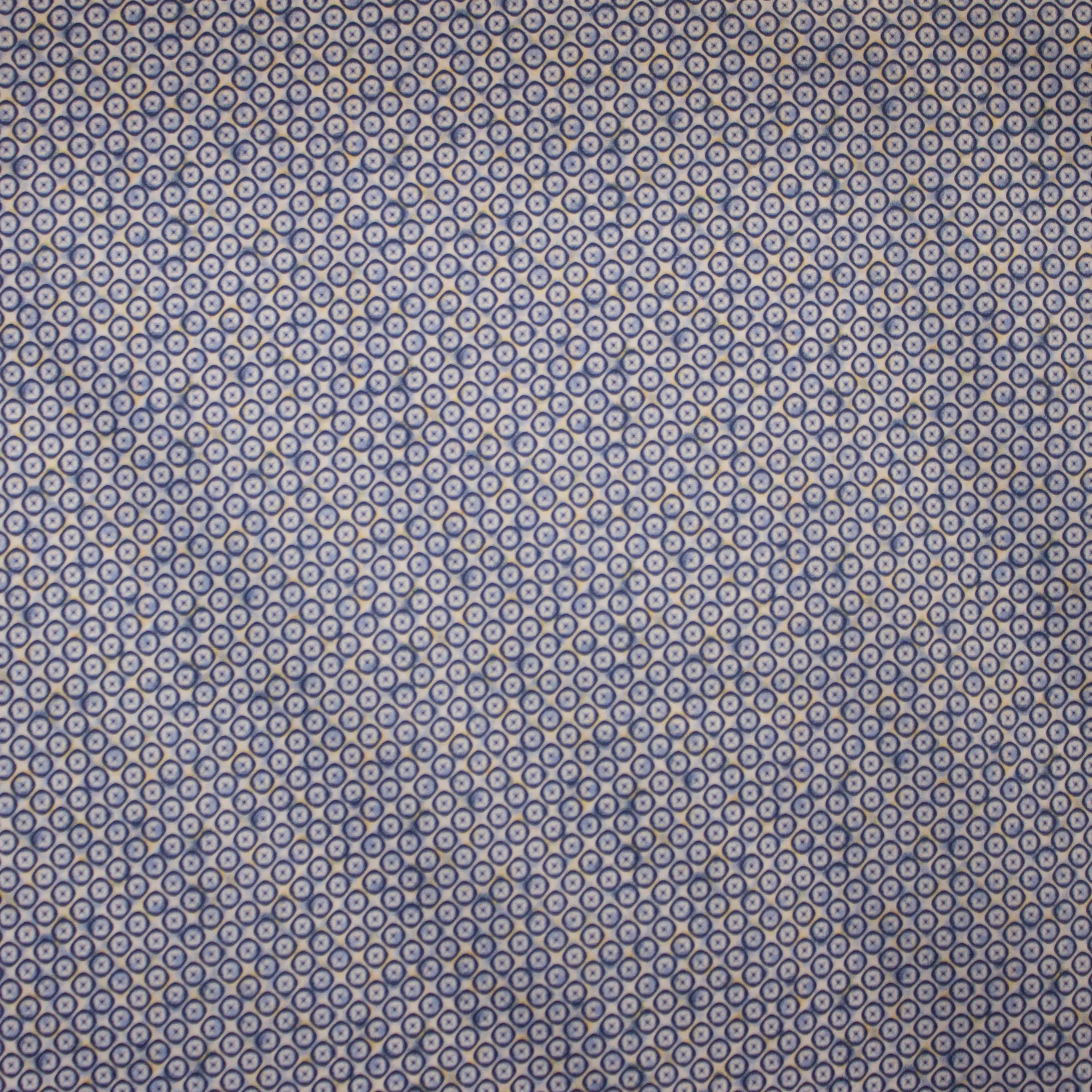 Katoen poplin blauw met cirkel en ster